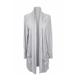 L.L. Bean Womens Cardigan Sweater Gray Long Sleeve Open Front Pockets Medium Reg